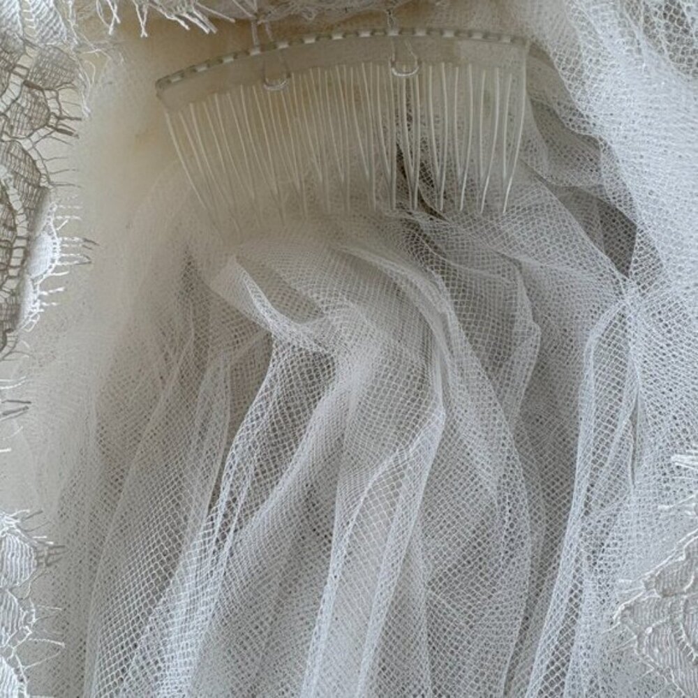 Vintage Lace Cathedral Wedding Veil Romantic Bridal Veil Long Train White - Picture 5 of 7
